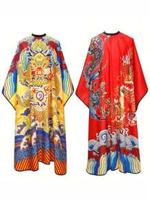 Dragon And Phoenix Pattern Barber Cape Hairdressing Cape Cloth Waterproof Hair Styling Apron - Multicolor - View 1