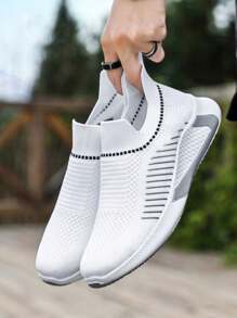 Tenis Para Hombre,tenis,Zapatillas para hombre,Zapatillas Para Correr Al Aire Libre Con Suela Blade De Estilo Punk Para Hombre Con Parte Superior De Malla Ligera Y Transpirable, Absorción De Impactos - Blanco - Ver 4