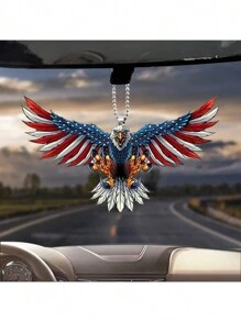 1pc 2D USA Flag Eagle Shaped Car Interior Rearview Mirror Pendant Keychain Decoration Hanging Pendant - Multicolor - View 9