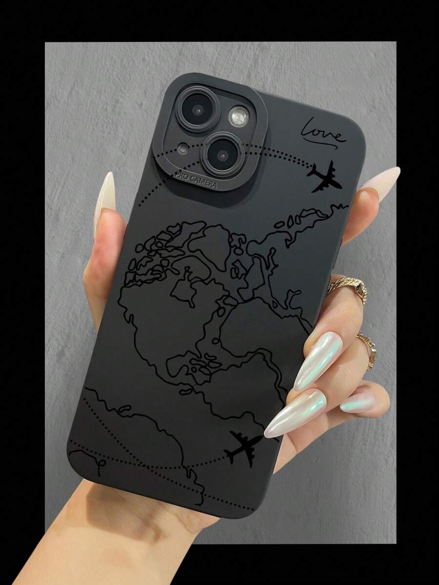 Étui de téléphone portable en silicone liquide avec motif avion et vacances d'été. Protection intégrale, antichoc et anti-chute. Étui en TPU souple et caoutchouc compatible avec iPhone 11/12/13/14/15/15pro/15 Plus/15 Promax/7plus/8plus/X/Xs Max/Xr/11pro/12pro/13pro/14pro/12mini/13mini/11promax/12promax/13promax/14promax/14plus/6/6s/6plus/7/8/Se - Noir - Voir 1