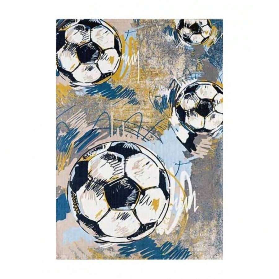 Well Home Tappeto in poliestere stampato 100 x 200 cm modello FootBalls multicolore - Multicolore - Visualizzare 1