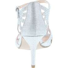 Women's Strappy Open Toe Rhinestone Low Heel - 銀色 - 查看 5
