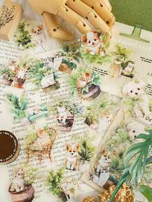 1包绿色植物装饰贴纸，拼贴风景贴纸，防水贴纸，适用于剪贴簿、笔记本、手机壳、冰箱、洗衣机等。 - 彩色 - 查看 2