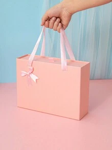 1入新款生日禮品包裝盒，粉色蝴蝶結手提抽屜禮品盒，大號化妝品糖果盒 - 方形 - 查看 16
