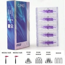 CJMIO 20pcs/Box Tattoo Cartridge Needles Disposable Needles Rl Rs Rm M1 Series For Tattoo Machine For Eyebrow Eyeliner Permanent Makeup - Purple - View 15