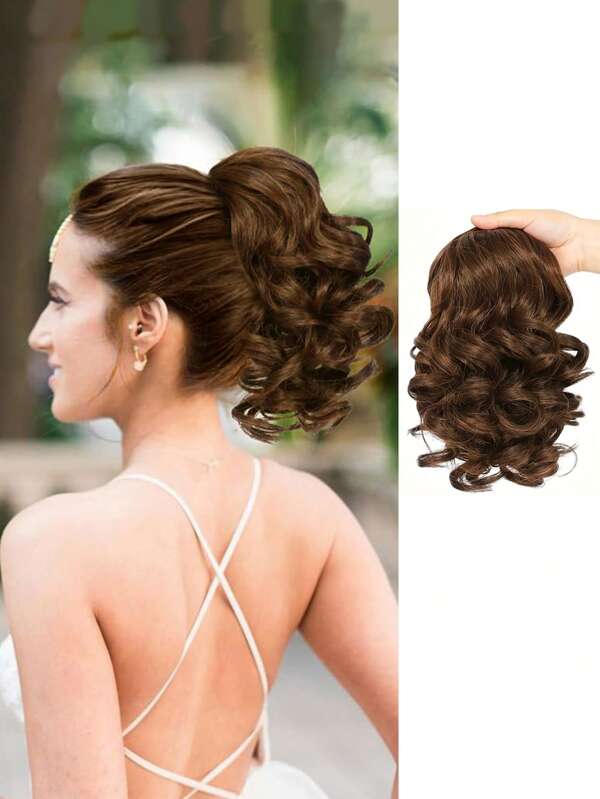 SHDanrtsey Pieza de extensión de cabello en cola de caballo para mujer con pequeño clip en mandíbula, estilo de cabello rizado, ligero y delgado, trenza de cabello falso, peinado de cola de caballo alto y bajo
