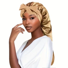 ZTZI Braid Bonnet With Tie Band Soft Breathable Sleeping Night Cap Elegant Solid Color Extra Long Satin Bonnets For Women Girls - Multicolor - View 6
