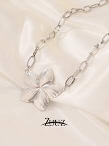 1 pieza Collar con colgante de flor chapado en oro de 18K de estilo vintage de acero inoxidable para mujeres, mejor amiga regalo