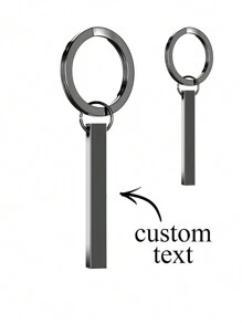 Personalized Men's Name Engraved Keychain, Classic Stainless Steel Round Keyring With Bar Pendant, Fashionable And Simple Customized Name And Date Keyring For Bag Or Luggage Tag, Family Jewelry As A Gift For Boyfriends And Fathers On Holidays Like Father's Day