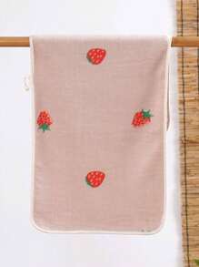 1 pieza Toalla de felpa de microfibra ultra suave, absorbente y con estampado de fresa rosa, disponible en varios tamaños vendidos por separado, para decoración del baño en el hogar o salón de belleza