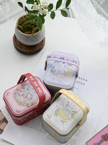 1pc Colorful Cute Portable Tin Box For Candy, Tea, Storage, Desk Snacks, Wedding Favor Packaging, Home Decor, Daily Storage, Gift Box And Holiday Gifts - Multicolor - View 1