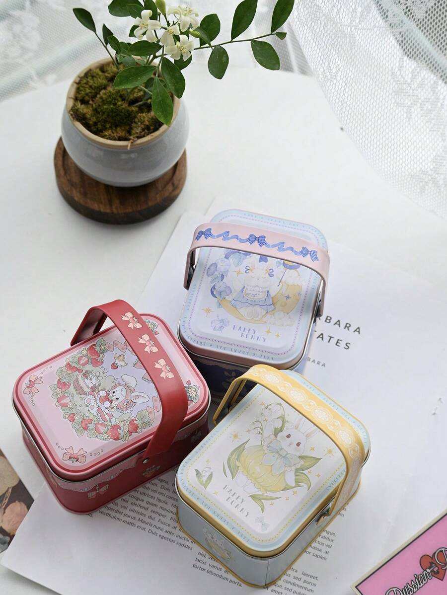 1pc Colorful Cute Portable Tin Box For Candy, Tea, Storage, Desk Snacks, Wedding Favor Packaging, Home Decor, Daily Storage, Gift Box And Holiday Gifts - Multicolor - View 1
