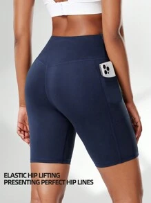 Pantalones cortos de yoga de cintura alta con bolsillos laterales para mujer, pantalones cortos de compresión para entrenamiento de fitness al aire libre, pantalones cortos de boxeo para mujer