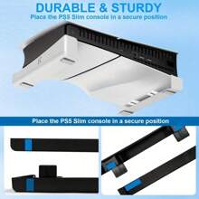 PS5超薄橫置底座，PS5超薄配件[極簡設計]，PS5超薄底座，適用於Playstation 5超薄數字和CD-ROM遊戲機，超穩定PS5超薄對接底座(白色/黑色) - 白色 - 查看 6