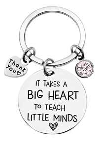 1 chiếc mặt dây chuyền bằng thép không gỉ "Cần một trái tim lớn" làm quà tặng Ngày Nhà giáo, phù hợp cho cả nam và nữ. - Bạc - Xem 2