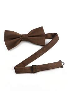 ZONFAZ 1pc Men Business Classic Solid Color Twill Single Fold Bowtie, Suitable For Wedding Celebration, Party, New Year, And Formal Dressing Men Necktie - Brown - View 3