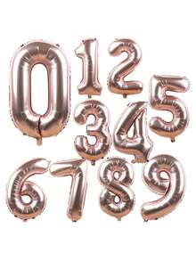 1pc 32in Disposable PE Number Balloon, Cute Rose Gold Decorative Party Celebration Decoration Balloon For Birthday Party, Wedding, Christmas - Rose Gold - View 3