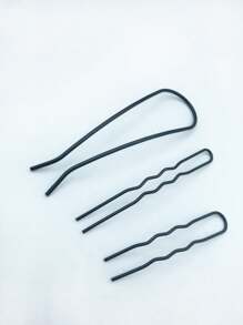 Bộ 3 kẹp tóc kim loại hình chữ U lớn, 7 răng và 4 răng, phụ kiện cố định kiểu tóc búi cho nữ, kẹp tóc kiểu mới, dụng cụ tạo kiểu tóc búi hiện đại tối giản, kẹp tóc cho kiểu tóc búi cao. - màu đen - Xem 15