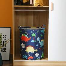 1pc Foldable Waterproof Fabric Storage Bucket For Toys, Snacks, Clothes With Dirty Laundry Storage Bag, Home Essential - Multicolor - View 3