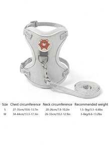 1 pieza Arnés para mascotas estilo chaleco con correa de tracción para gato, correa antiescape para perro pequeño