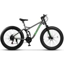 Velors Fatbike 26 Zoll Fat Tire 4.0 MTB für Herren Damen und Jungen, 21 Gang, Kettenschaltung, mechanische Scheibenbremse, Fat Bike Mountainbike - Grau - Übersicht 2