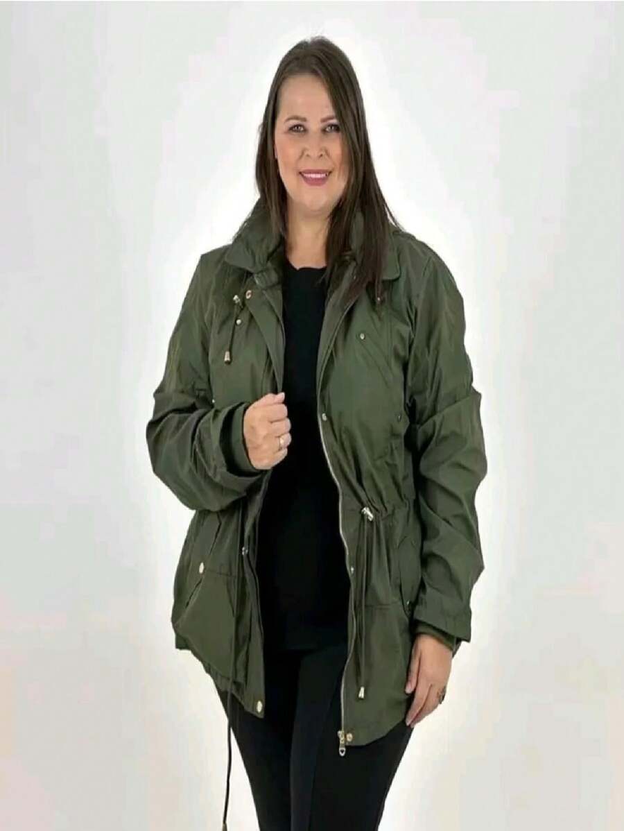 Plus Size Overcoats - Dark Green - View 1