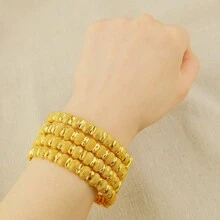 4 stuks 24k gouden Bean Design armbanden, Dubai damesmode armbanden, Arabische en Afrikaanse huwelijksgeschenken, bedankje leraar cadeau