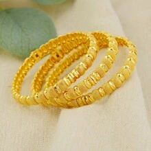 4 stuks 24k gouden Bean Design armbanden, Dubai damesmode armbanden, Arabische en Afrikaanse huwelijksgeschenken, bedankje leraar cadeau