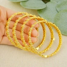 4 stuks 24k gouden Bean Design armbanden, Dubai damesmode armbanden, Arabische en Afrikaanse huwelijksgeschenken, bedankje leraar cadeau
