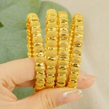 4 stuks 24k gouden Bean Design armbanden, Dubai damesmode armbanden, Arabische en Afrikaanse huwelijksgeschenken, bedankje leraar cadeau
