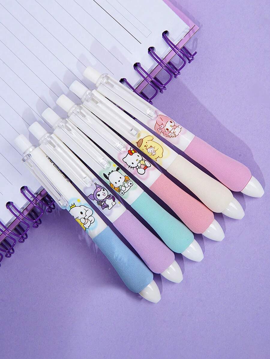 2-6 chiếc Phim hoạt hình dễ thương Dòng nhân vật Anime Bộ bút xốp Bấm bút gel, Văn phòng phẩm học tập văn phòng sáng tạo Bút quà tặng nhỏ, Đầu bút St màu đen 0,5mm Bút chữ ký khô nhanh - nhiều màu - Xem 1