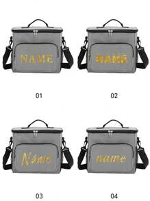1pc Customized Crossbody Lunch Bag Large Capacity Customized In 4 Fonts Custom Name Pattern Waterproof Cooler Handbags For Men Student Thermal Lunch Bags With Side Pockets Crossbody Bag Shoulder Bag Initials A To Z Letter Bear Pattern Portable Canvas Food Tote Bag Organizer Food Bag School Women Shoulder Insulated Lunch Bag Picnic Bag Fridge Bag Insulating Lunch Box Bag For Office For Work ﻿