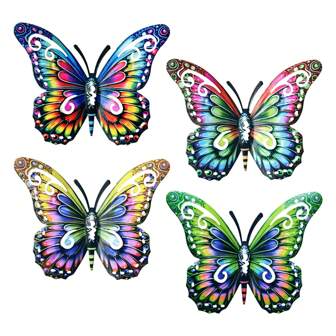1pc/4pcs Creative Metal Butterfly Decor, Colorful Metal Butterfly Decorations For Indoor And Outdoor Home, Garden, Yard, Porch, Office, Party, Wedding, Celebration, Holiday, Mother's Day Gift, Gift For Butterfly Enthusiasts