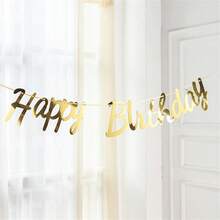 Banderín de una sola pieza para fiesta de cumpleaños, pancarta de decoración de fiesta colgante HAPPY con tiras, letras de la bandera para accesorios de decoración - Multicolor - Ver 16