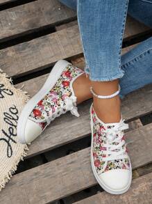 Women's Fashionable Skate Shoes, White Sneakers With Leopard Print Color Block Laces And Thick Soles, Casual Outdoor Sports Shoes