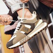 Men's Vintage Old School Style Sneakers, Comfy Non Slip Durable Lace Up Shoes For Men's Outdoor Activities - màu nâu - Xem 3
