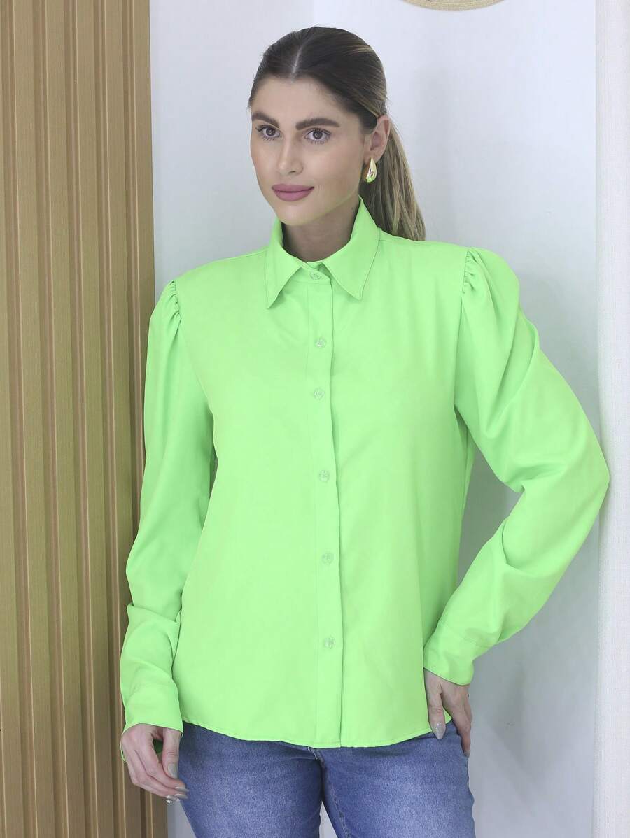 Women Blouses - 綠色 - 查看 1