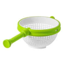 手動蔬菜脫水器沙拉甩乾器，按壓和旋轉瀝水筐，適用於莴苣等蔬菜 - 白色 - 查看 10