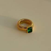 Nhẫn Cubic Zirconia nhiều màu sắc mới dành cho nữ Nhẫn kim loại mờ vuông dày phong cách cổ điển trang sức ngón trỏ cá nhân hóa Quà tặng cho các cô gái Hip Hop - Nhẫn - Xem 20