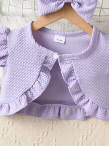Kleid für Baby Mädchen ohne Ärmel mit Blumendruck und Weste im Set - Violett - Übersicht 3
