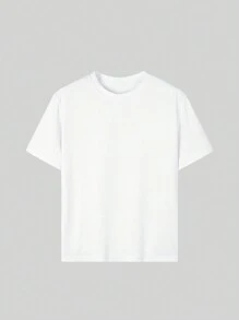 Conjunto de cuatro camisetas de manga corta de cuello redondo de unicolor blanco para niños, niños y adolescentes. Camisetas de manga corta de unicolor muy cómodas y adecuadas para momentos cálidos. Ropa para niños.