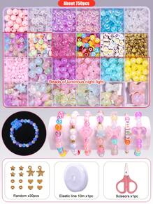 Juego para que los niños hagan collares, pulseras, aretes y anillos con cuentas. Kit de manualidades con materiales para que los niños hagan joyas y adornos, regalos hermosos de accesorios para niños en fiestas