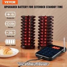 Restaurant Pager System, Wireless 500m Long Range Lineup Waiting Queue Signal, Guest Customer Calling Beepers With Vibration & Flashing, 20 Buzzers For Food Truck,  Nursery, Hospital - US A Type Plug(110-127V) - View 4