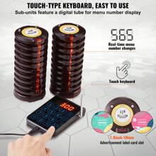 Restaurant Pager System, Wireless 500m Long Range Lineup Waiting Queue Signal, Guest Customer Calling Beepers With Vibration & Flashing, 20 Buzzers For Food Truck,  Nursery, Hospital - US A Type Plug(110-127V) - View 5