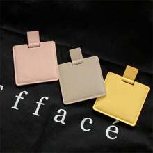 1pc Stainless Steel Small Unbreakable Mirror, Creative Gift Makeup Mirror. Stainless Steel Portable Compact Folding Mirror, Multi-Color Shells, Polished Surface, Perfect For Travel And Office Desk Use, Batteryless, Suitable For All Occasions - Multicolor - View 4