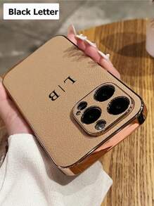 Ốp lưng điện thoại khắc chữ cái 3D DIY tùy chỉnh tương thích với iPhone 17 16 15 14 13 12 11 Pro Max 17 Air 16 15 14 Plus Ốp lưng mạ sang trọng họa tiết vải da bảo vệ chống sốc Công nghệ in dập nóng Ốp lưng da Quà tặng lễ hội cho người yêu Bạn bè Gia đình Bản thân - Màu Khaki - Xem 8