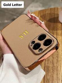 Ốp lưng điện thoại khắc chữ cái 3D DIY tùy chỉnh tương thích với iPhone 17 16 15 14 13 12 11 Pro Max 17 Air 16 15 14 Plus Ốp lưng mạ sang trọng họa tiết vải da bảo vệ chống sốc Công nghệ in dập nóng Ốp lưng da Quà tặng lễ hội cho người yêu Bạn bè Gia đình Bản thân - Màu Khaki - Xem 6