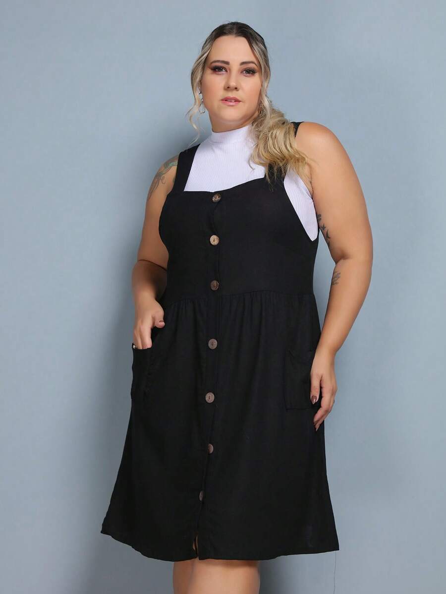 Plus Size Dresses - Black - View 1