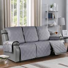 1/2/3 Seat Waterproof Recliner Sofa Cover, Non Slip Recliner Chair Covers, Washable Reclining Couch Cover Outdoor Cushion Covers Garden Furniture Protector With Elastic Straps Pocket For Pets, Cats, Dogs Light Grey - 淺灰色 - 查看 2