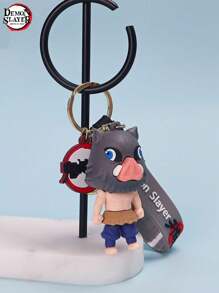 1pc Aniplex Officially Licensed  Hashibira Inosuke Novelty Peripheral Keychain Grey Cartoon Anime Figural Keychains Cute Collection Keyring Fashion Decoration Key Chain Daily Life Decorations Party Favours For Friends Fans Family - Grey - View 6